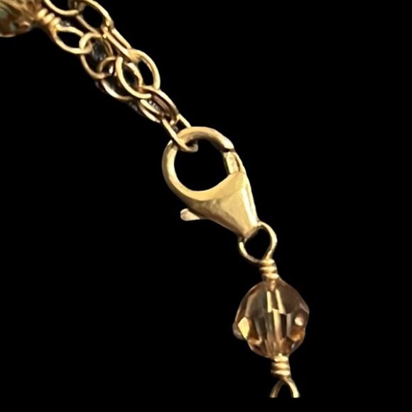 Lori Lori 14K Gold Vermeil Champagne Swarovski Crystal Lariat Necklace - Picture 5 of 11